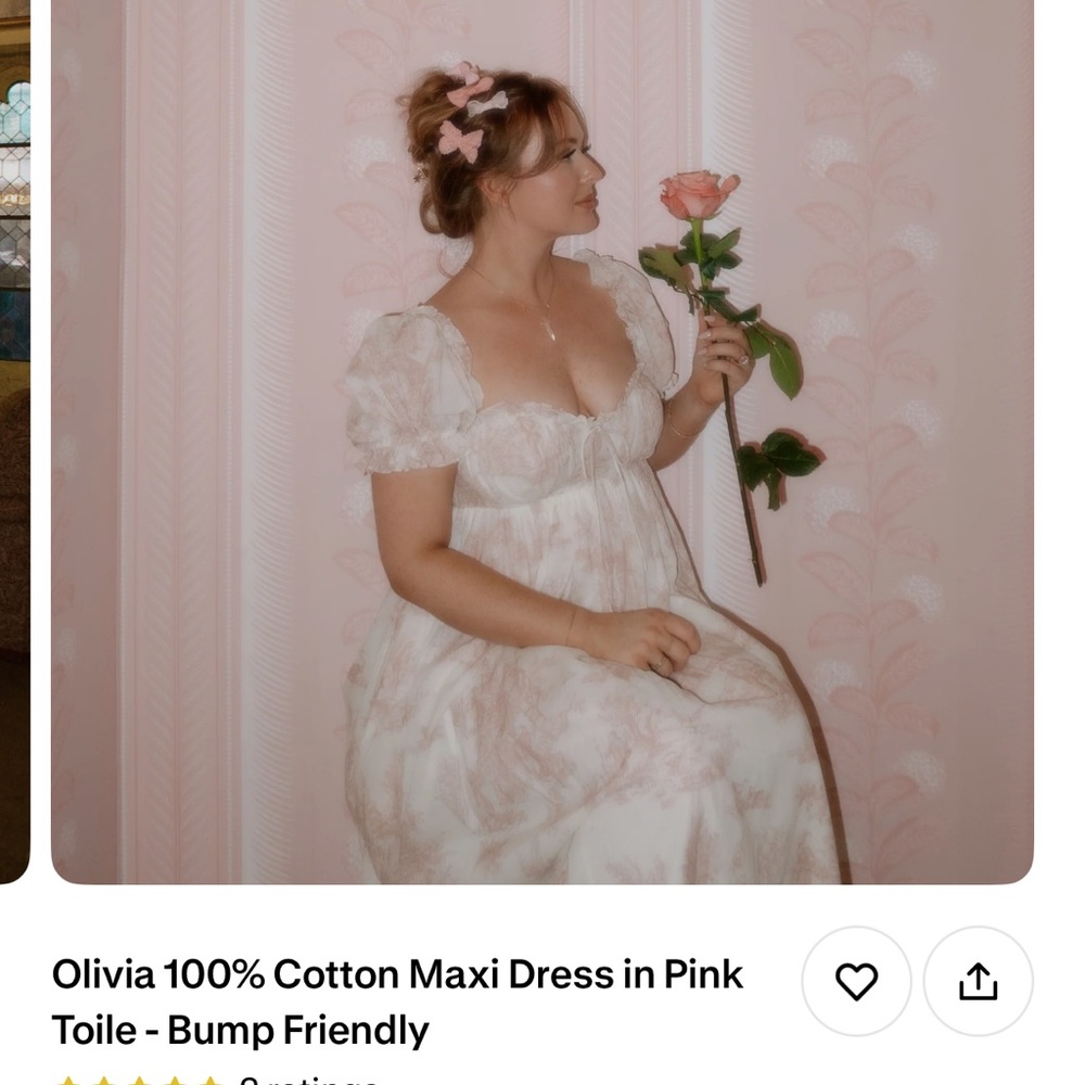 Sold out Worth Collective Olivia 100% cotton maxi dress in pink toile
